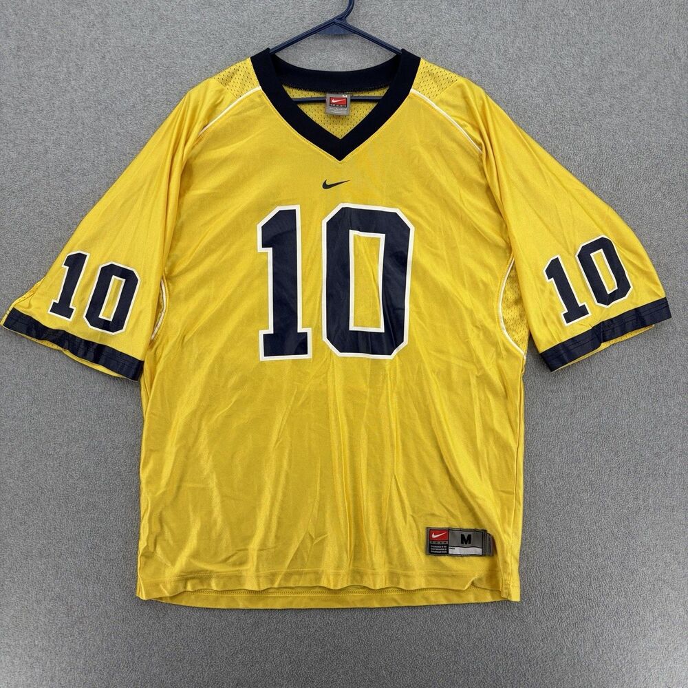 Vintage Nike Team Tom Brady #10 Football Jersey Mens Medium Yellow Navy Mesh 90s